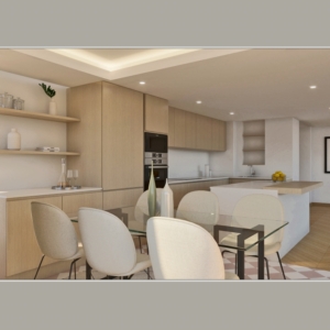 La cocina vista desde el comedor (Reforma de apartamento en Marbella - Torre Real)